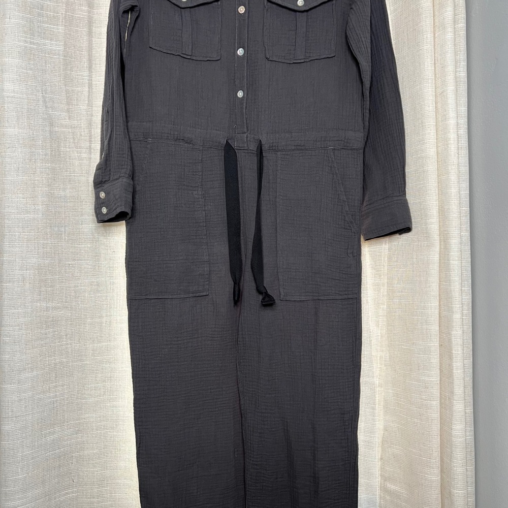 NWT Faherty Dream Cotton Gauze Jumpsuit Washed Black Organic Women's Size Small‎ - Picture 7 of 13